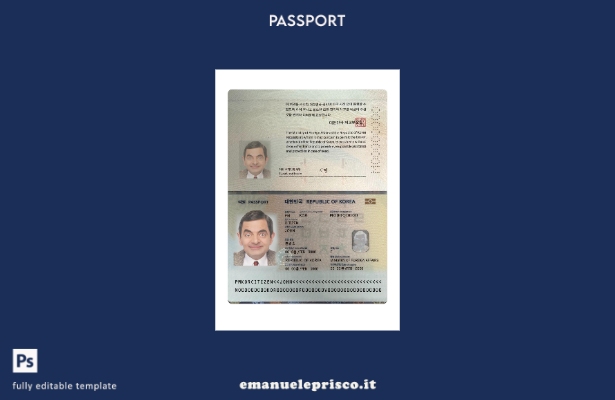 modello presente di passaporto coreano in stile verificato 1